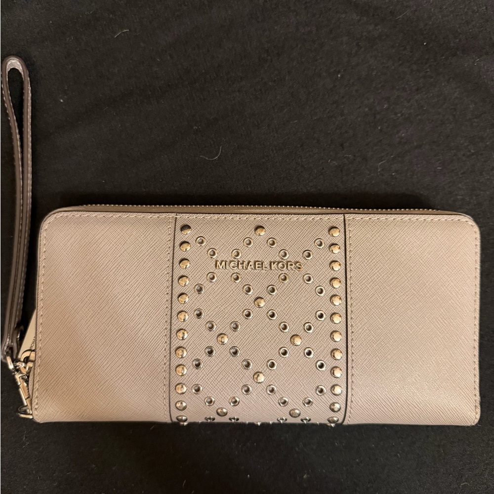 Michael Kors Taupe Studded Wristlet